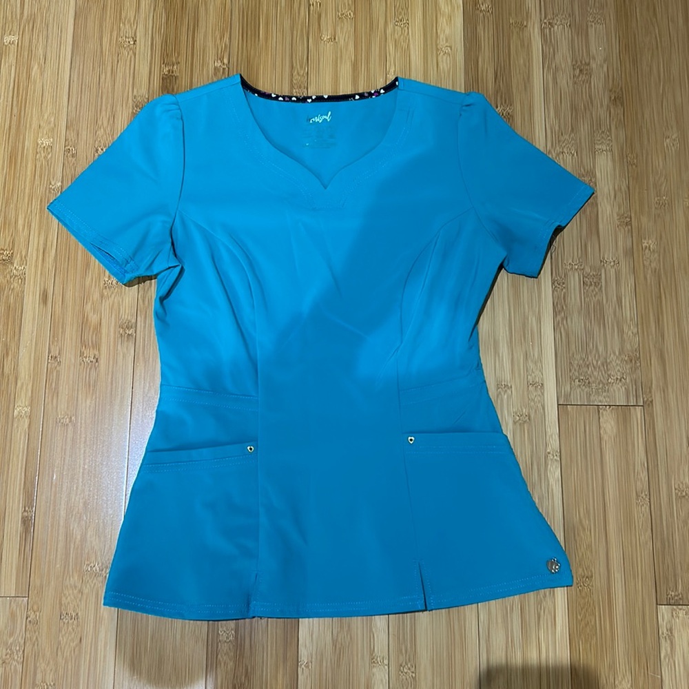 Heartsoul Teal Scrub Top, Extra Small